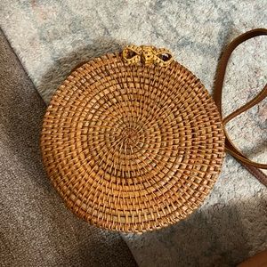 Round Wooden Crossbody Purse